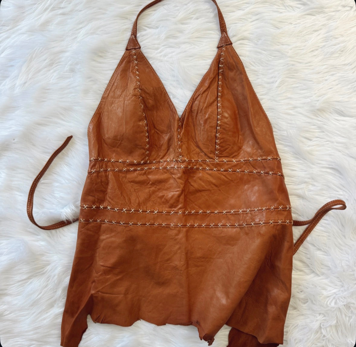 Vintage Leather Halter Top