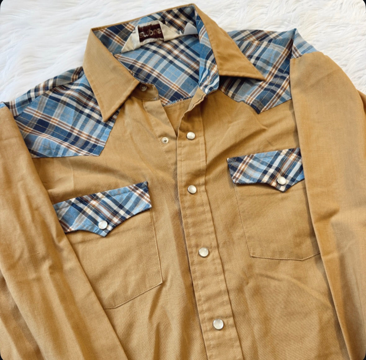 Vintage Plaid Pearl Snap