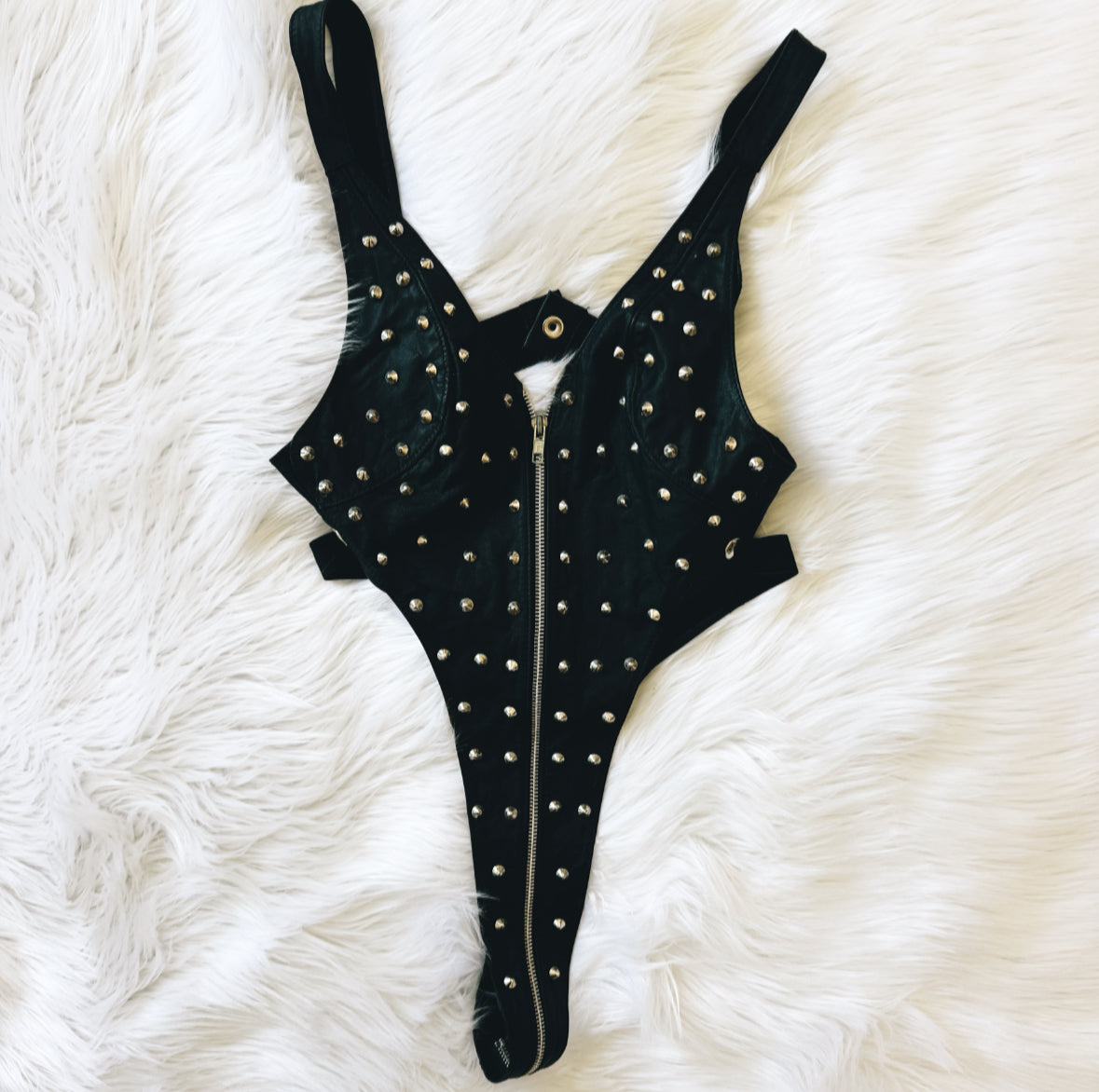 Vintage 80s Studded Leather Bodysuit