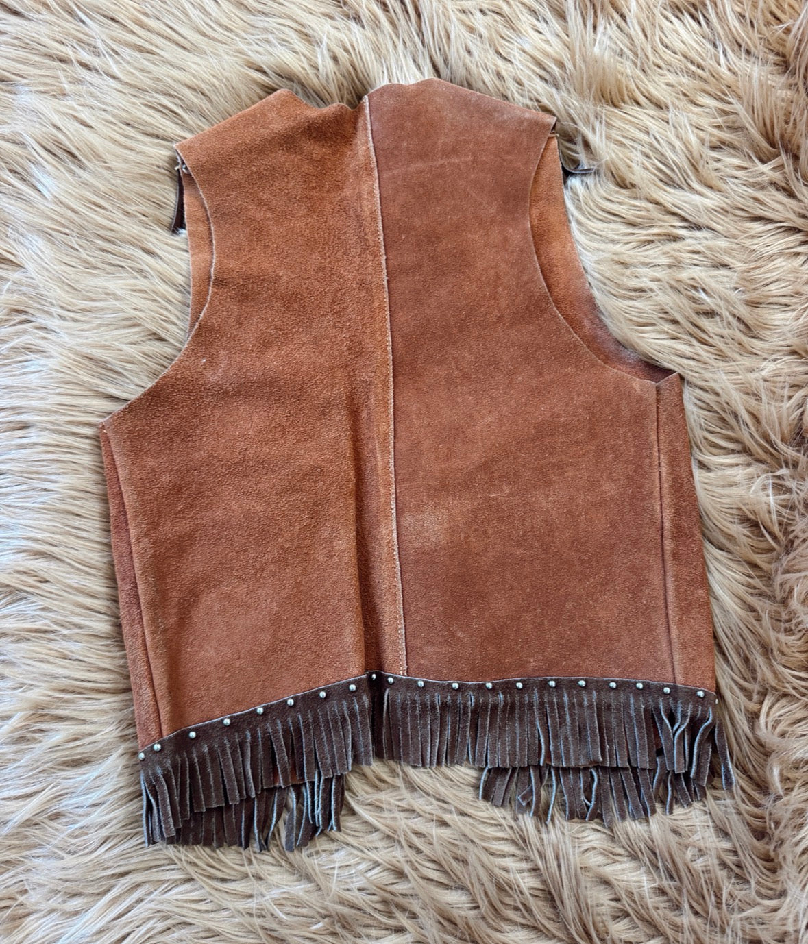 Vintage Suede Fringe Concho Vest