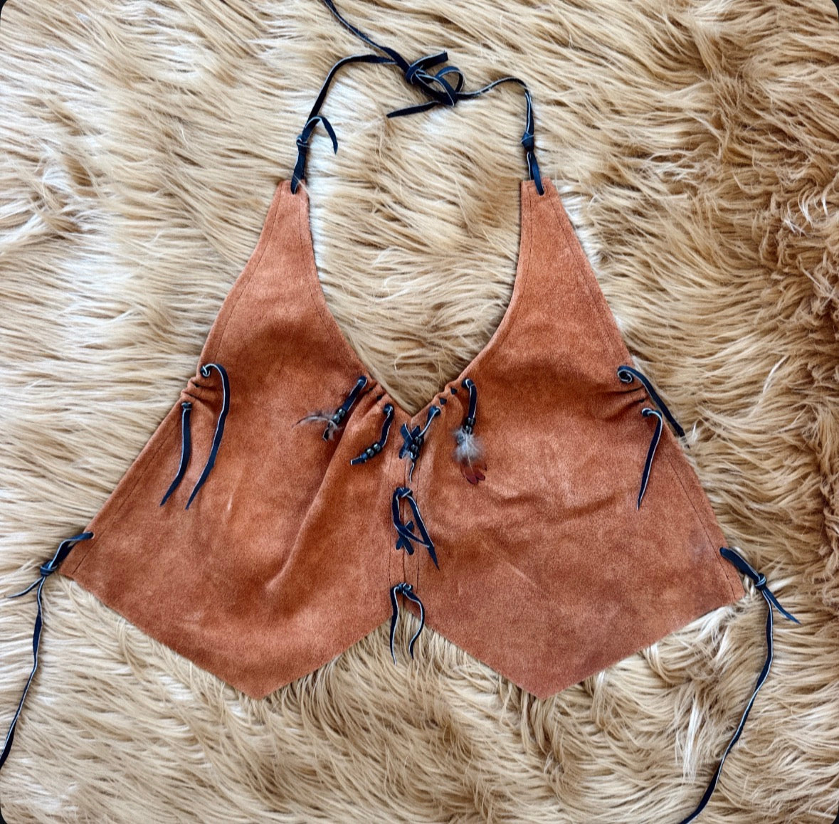 Vintage Suede Halter Top