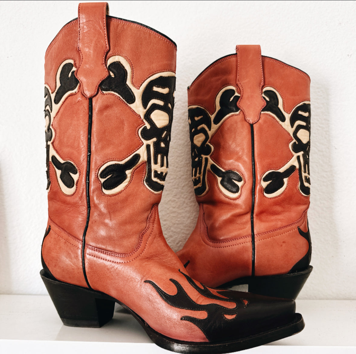 Vintage Skull & Crossbones Cowboy Boots