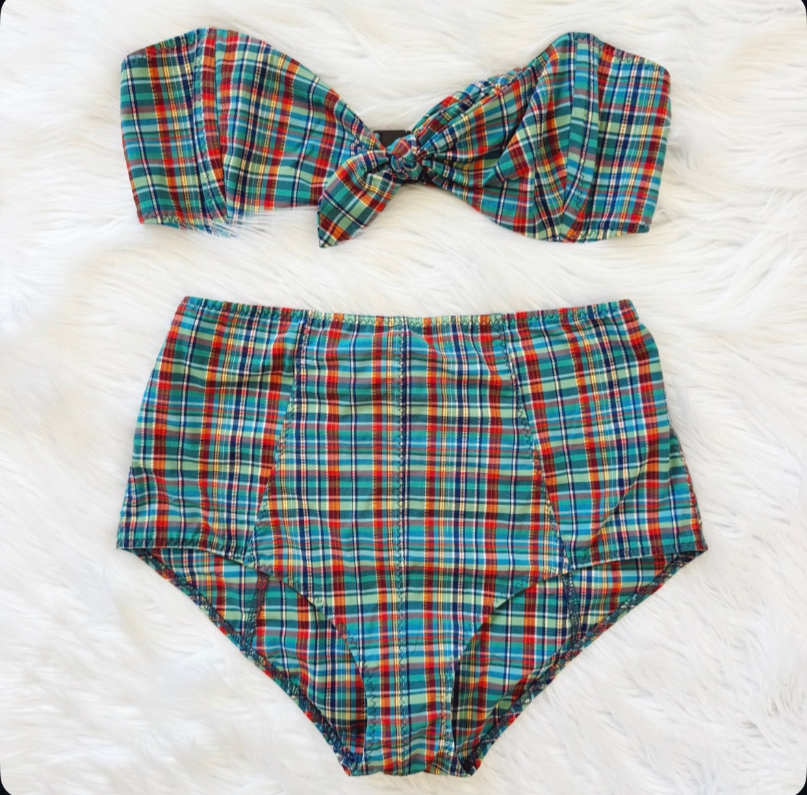 Vintage 1980s Plaid Bikini Set