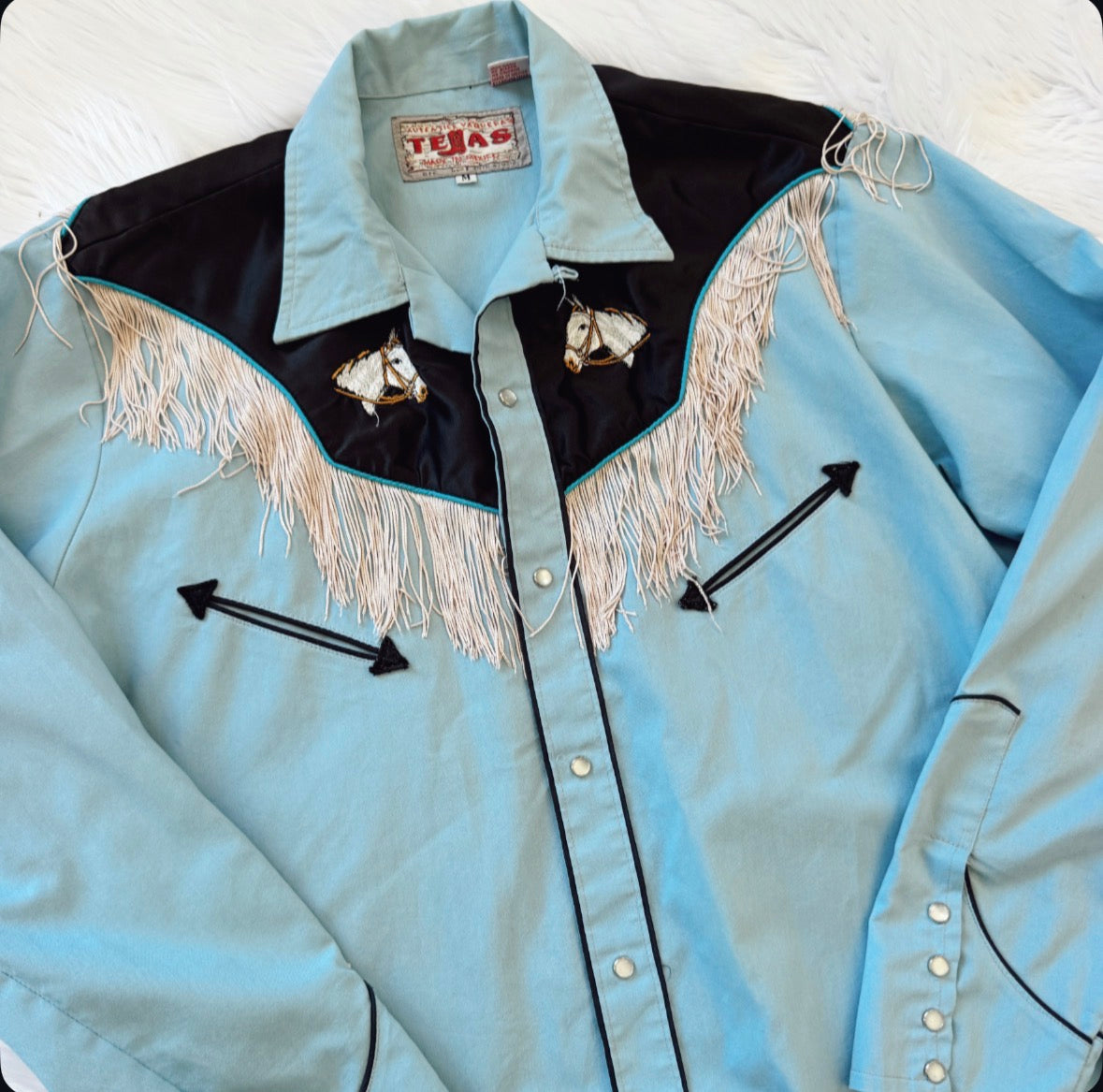 Vintage Horse Fringe Pearl Snap