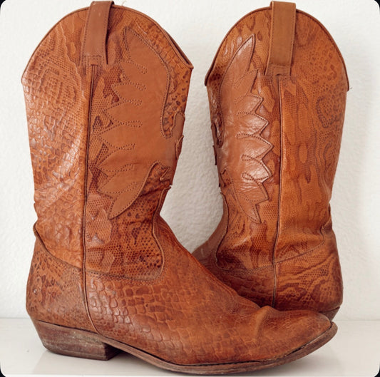 Vintage Faux Snakeskin Cowboy Boots