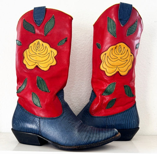 Vintage Rose Cowboy Boots