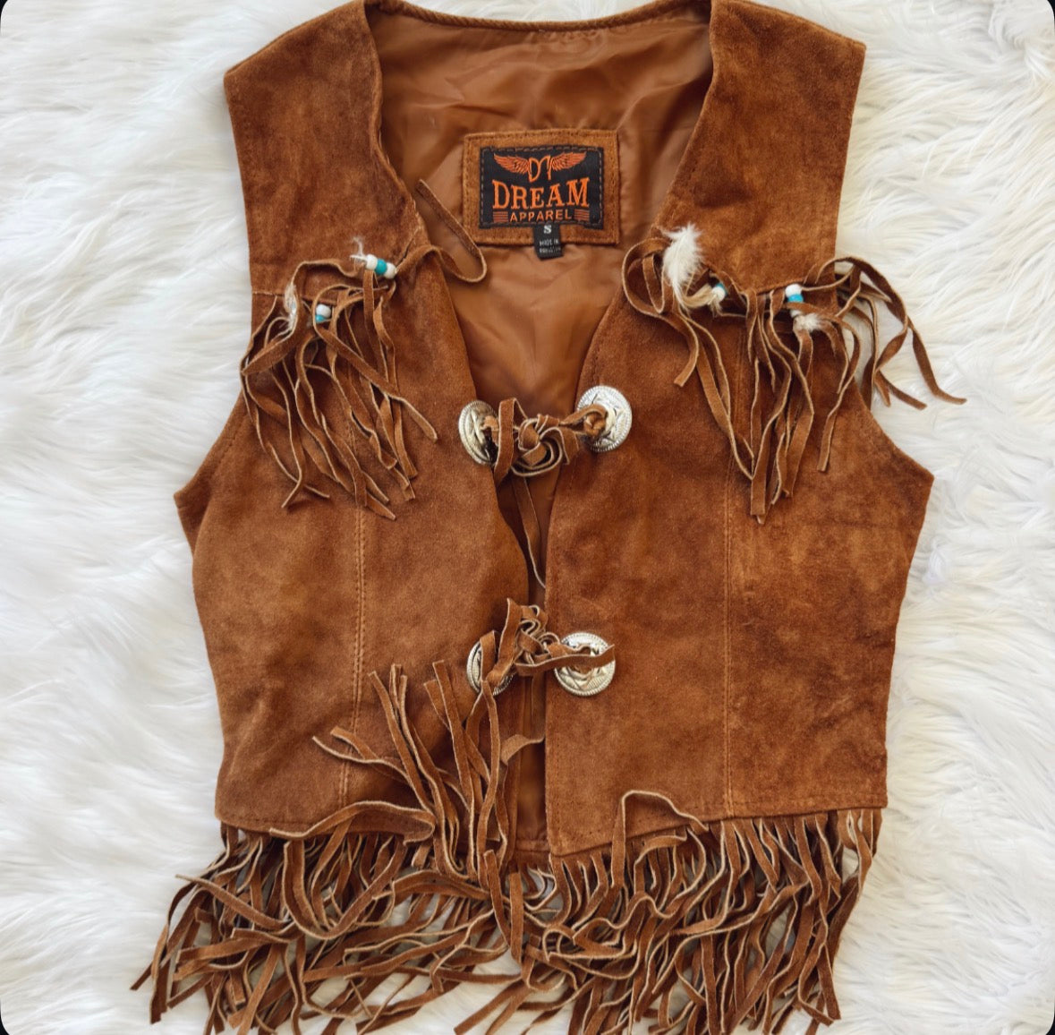 Vintage Brown Suede Concho Vest