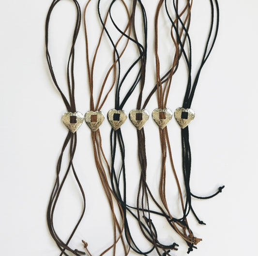 Leather Heart Bolo Tie