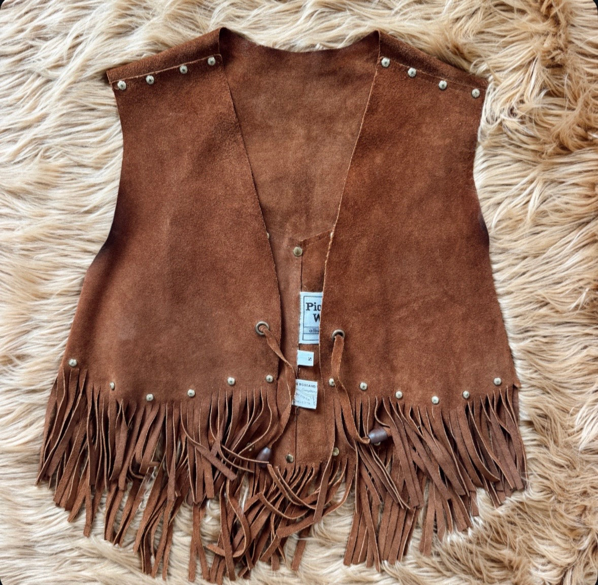 Vintage Brown Studded Leather Vest