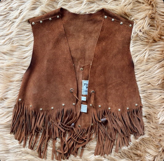Vintage Brown Studded Leather Vest