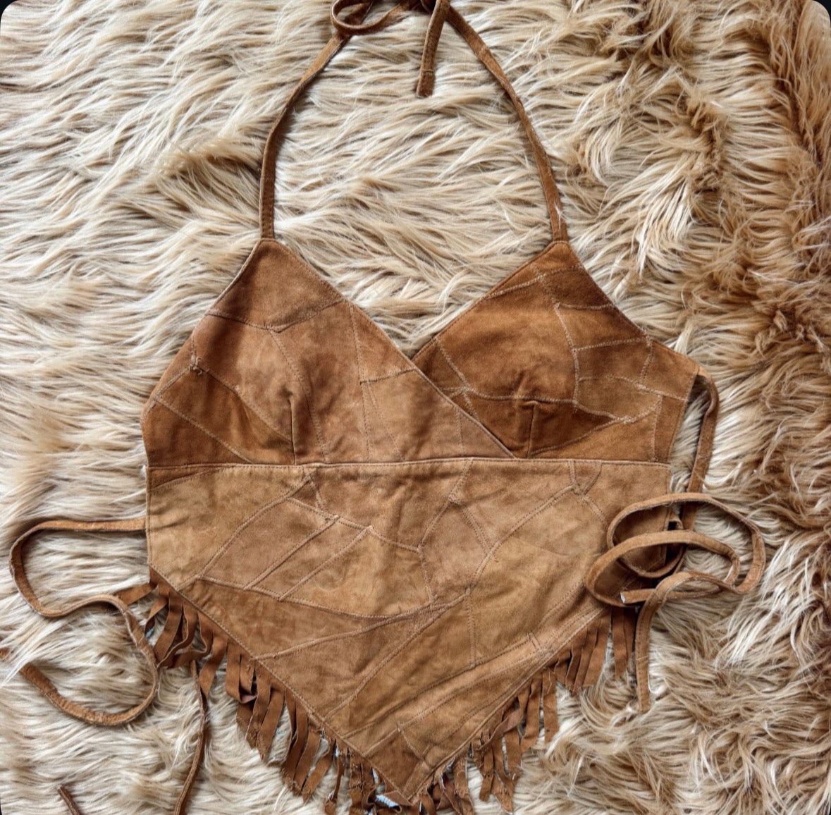 Vintage Brown Patchwork Halter Top