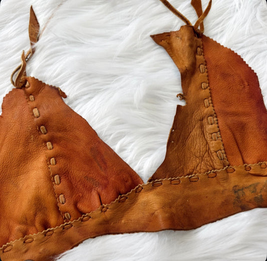 Vintage Leather Halter Top