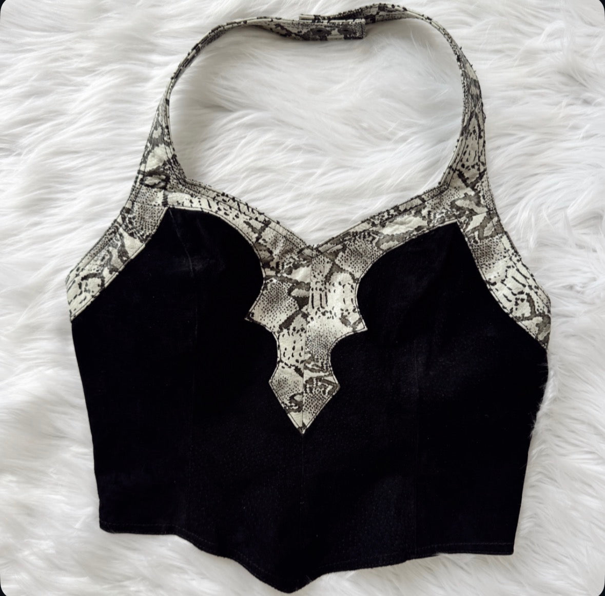 Vintage Snakeskin Suede Halter Top
