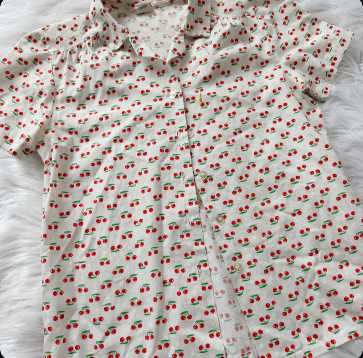 Vintage Cherry Print Button Down