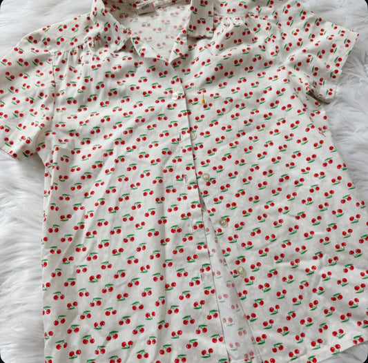 Vintage Cherry Print Button Down