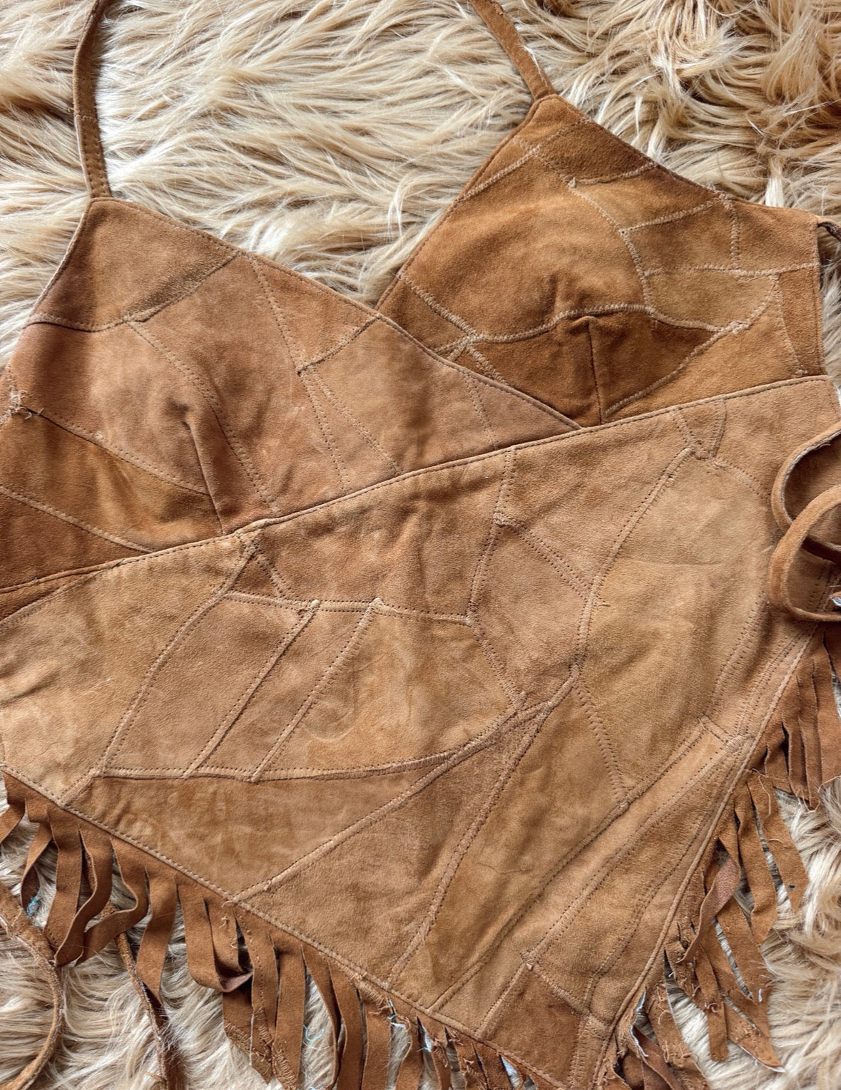 Vintage Brown Patchwork Halter Top