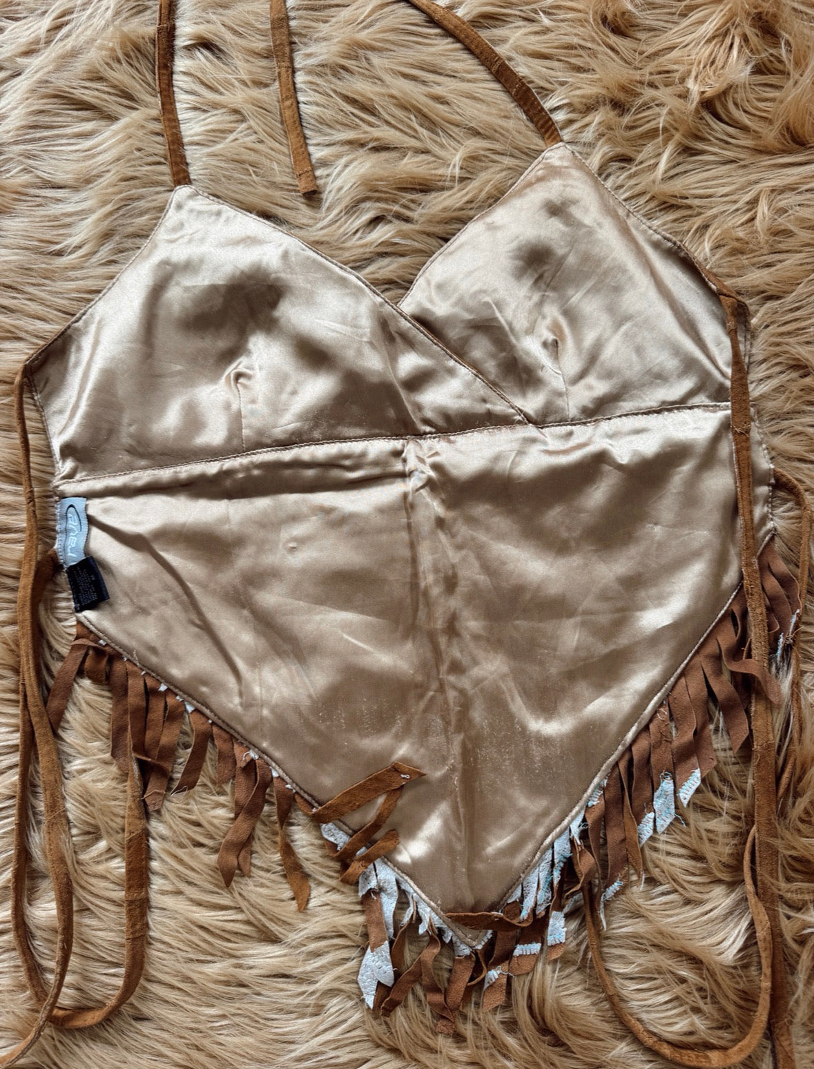 Vintage Brown Patchwork Halter Top