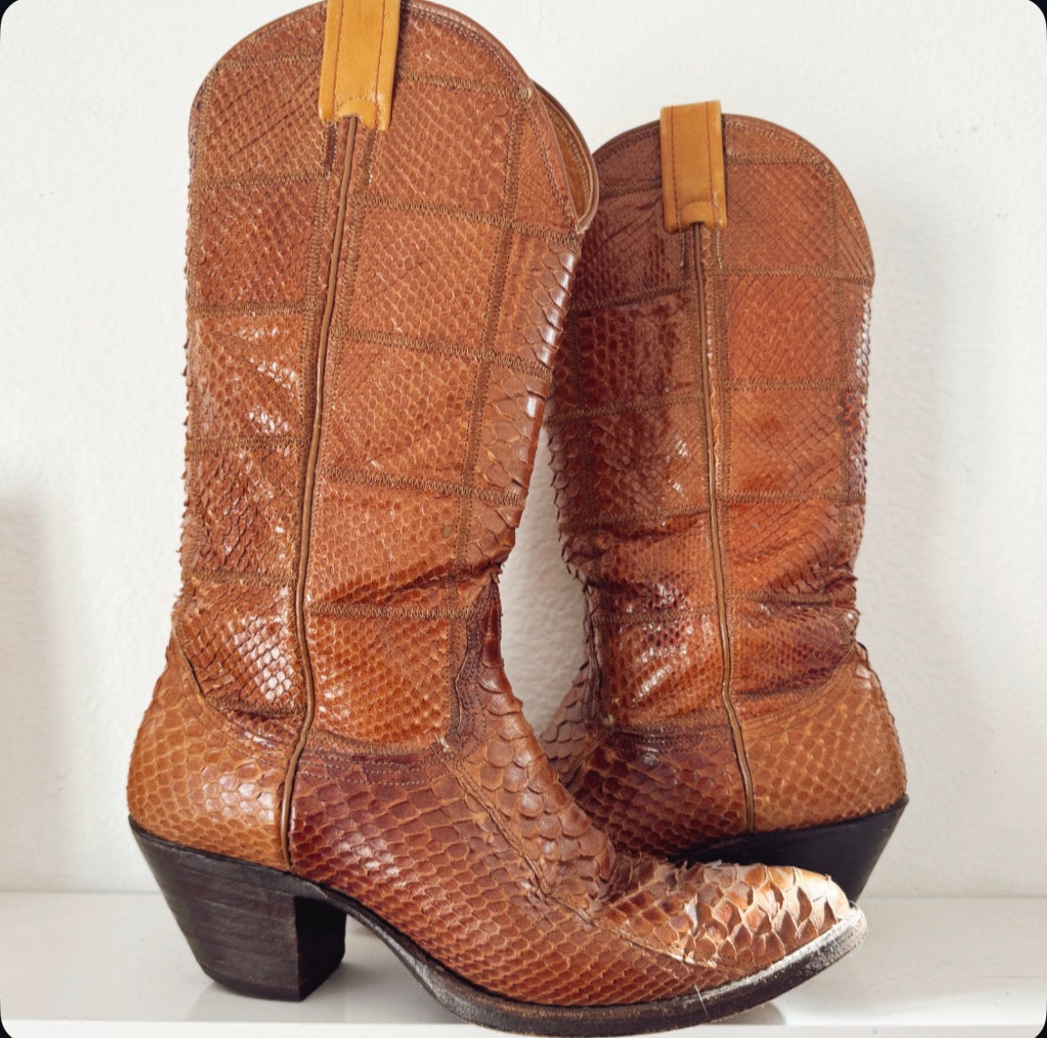 Vintage Patchwork Snakeskin Cowbloy Bpots