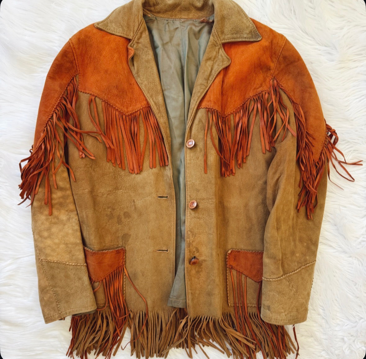 Vintage Two Tone Suede Fringe Jacket