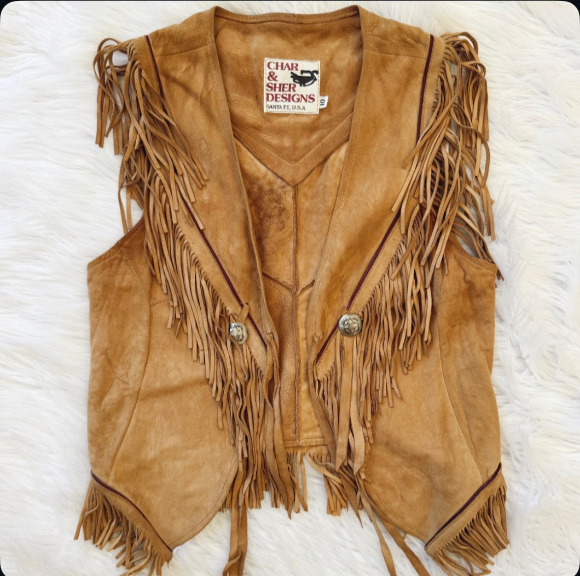 Vintage Brown Suede Fringe Vest