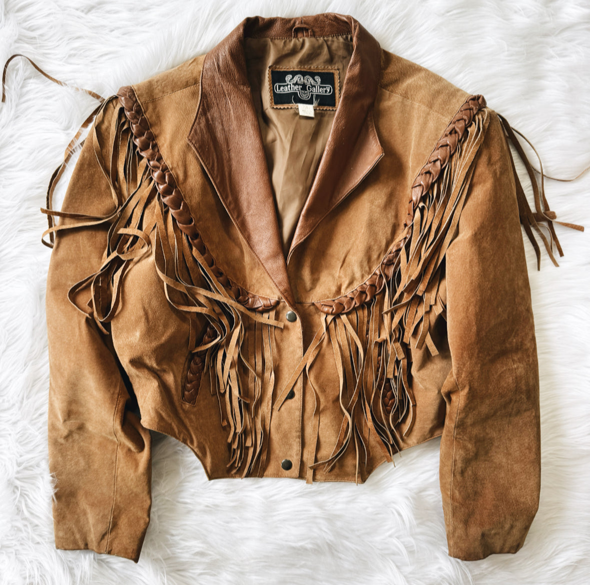 Vintage Brown Leather Fringe Jacket