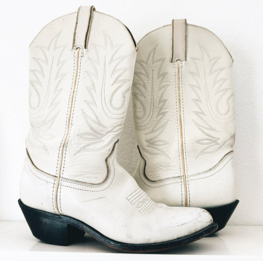 Vintage Durango White Cowboy Boots