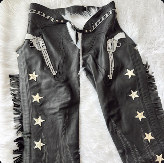 Guns & Stars Fringe Leather Chaps