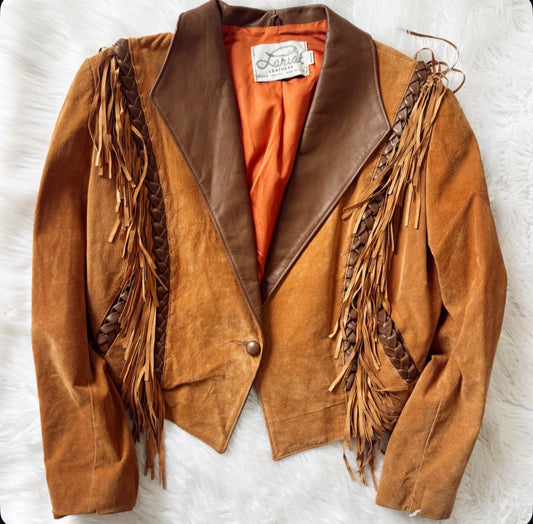 Vintage Braided Suede Fringe Jacket