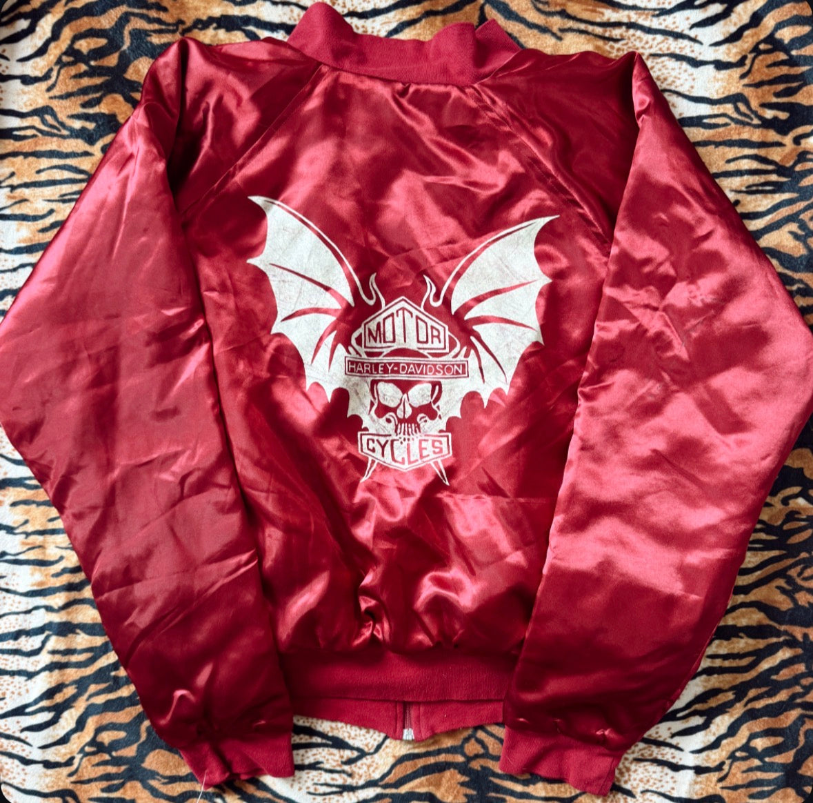 Vintage Maroon Harley Bomber Jacket