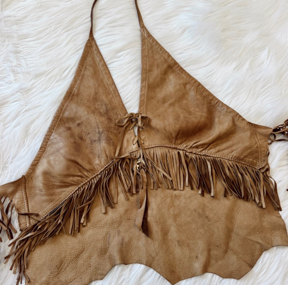 Vintage Harley Davidson Brown Halter Top