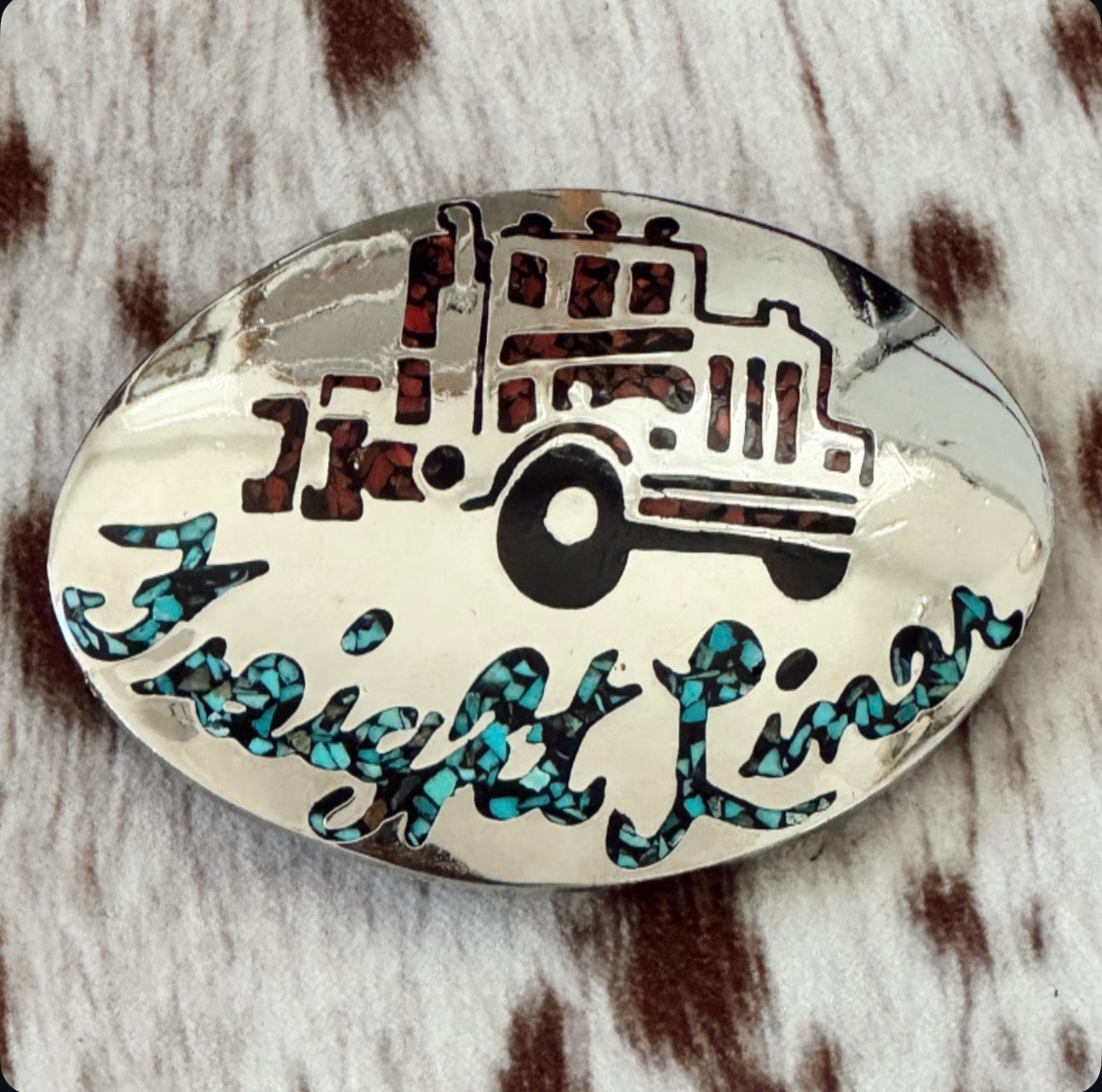 Vintage Turquoise Trucking Belt Buckle