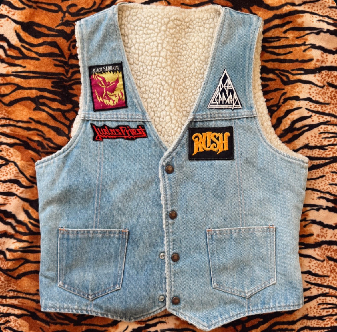 Vintage Denim Vest With Patches
