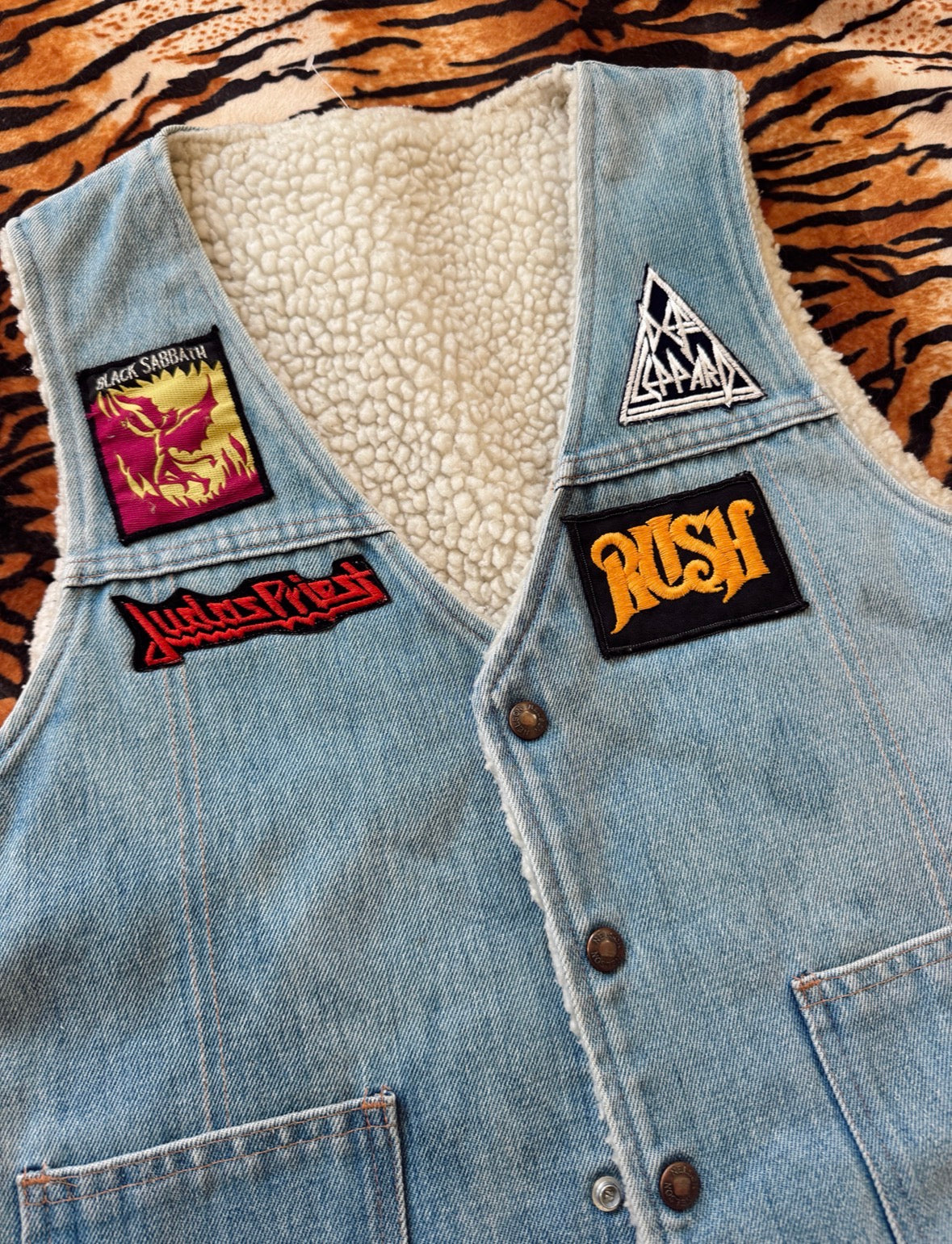 Vintage Denim Vest With Patches