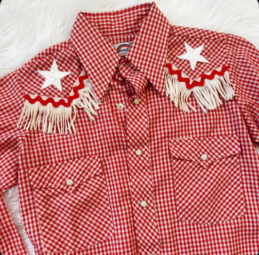 Vintage Wrangler Star Fringe Pearl Snap