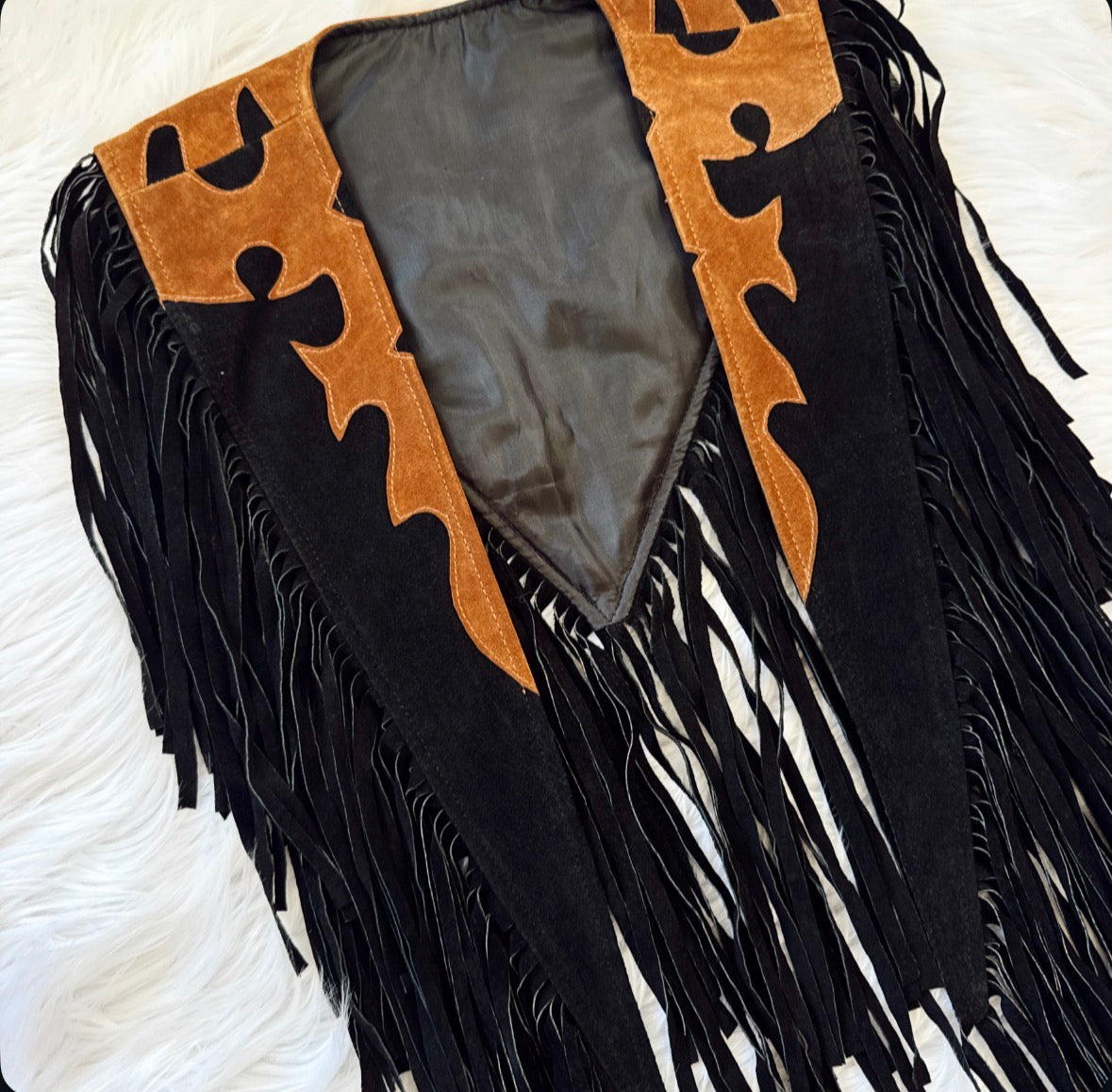 Vintage Suede Fringe Shawl