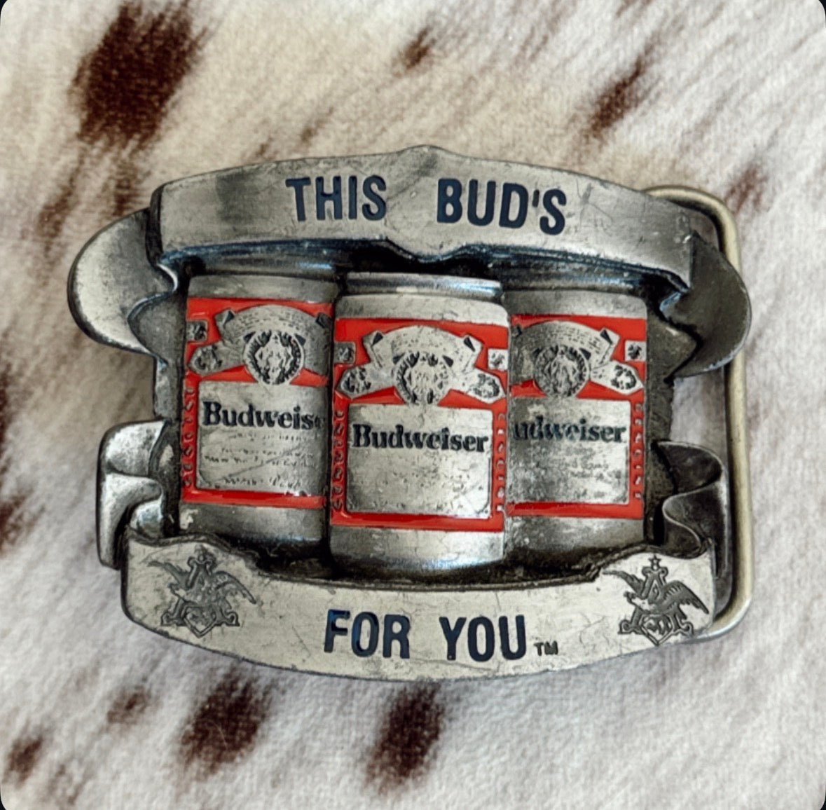 Vintage This Bud's For You Belt Buckle
