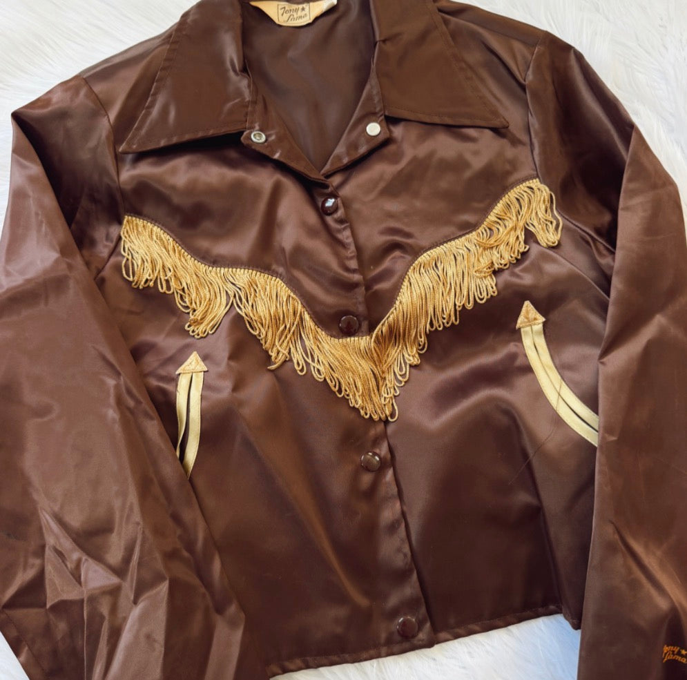 Vintage Tony Lama Silk Fringe Jacket