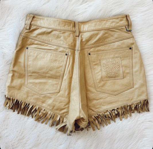 Vintage Harley Davidson Leather Fringe Shorts