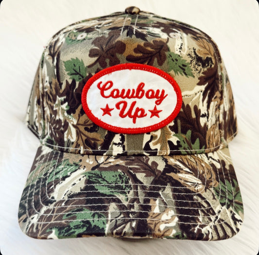 Vintage Cowboy Up Patch Camo Hat