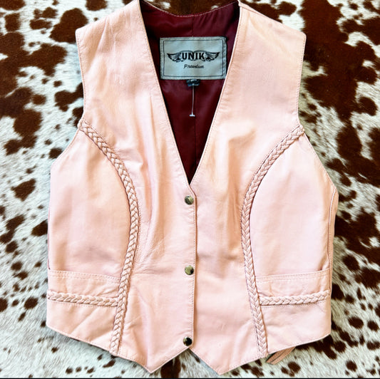 Vintage Pink Leather Vest