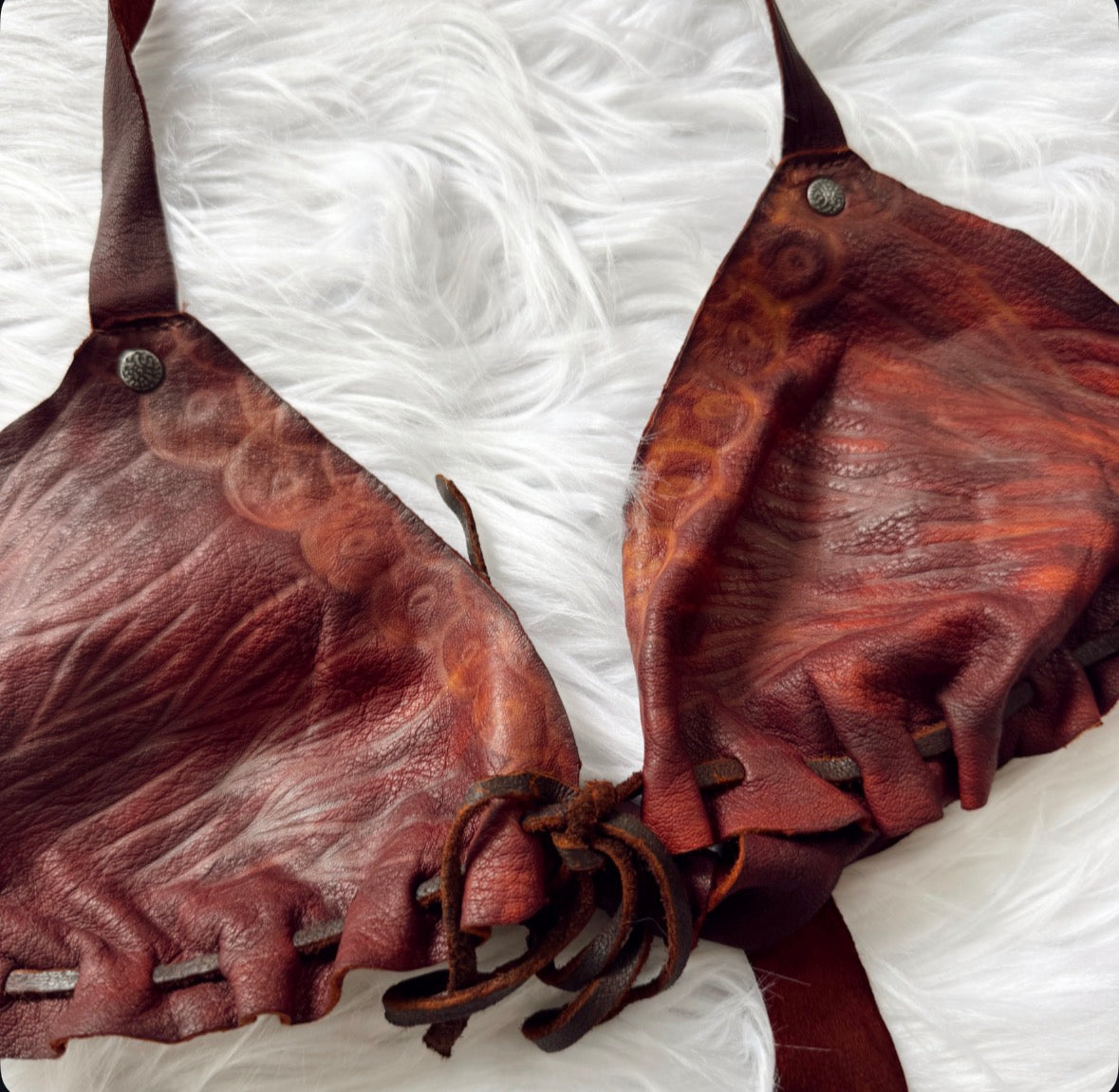 Vintage Tooled Leather Halter Top