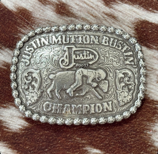Vintage Justin Rodeo Champ Belt Buckle