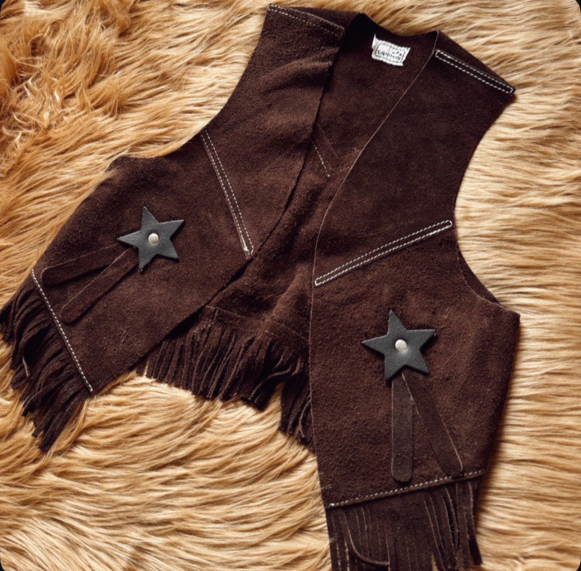 Vintage Leather Suede Star Vest