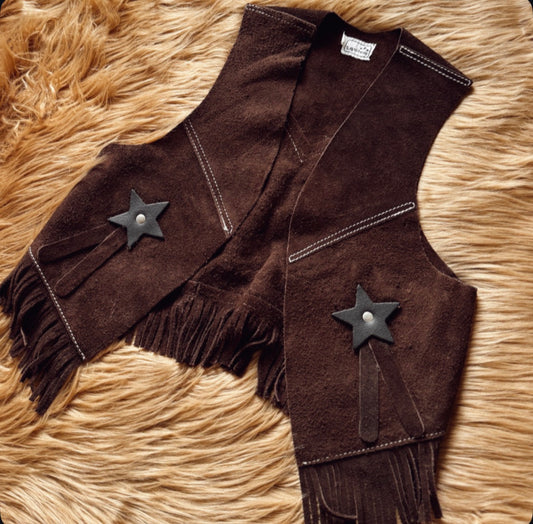 Vintage Leather Suede Star Vest