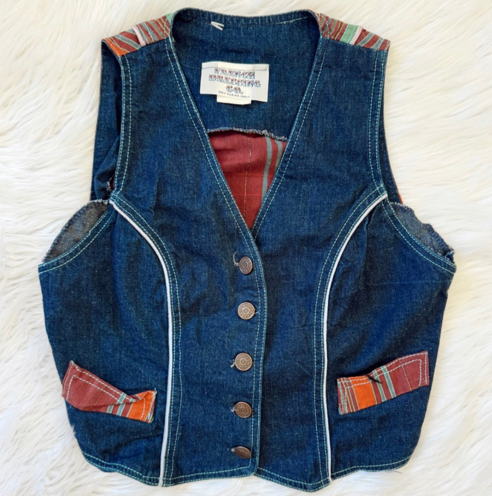Vintage Denim Plaid Vest