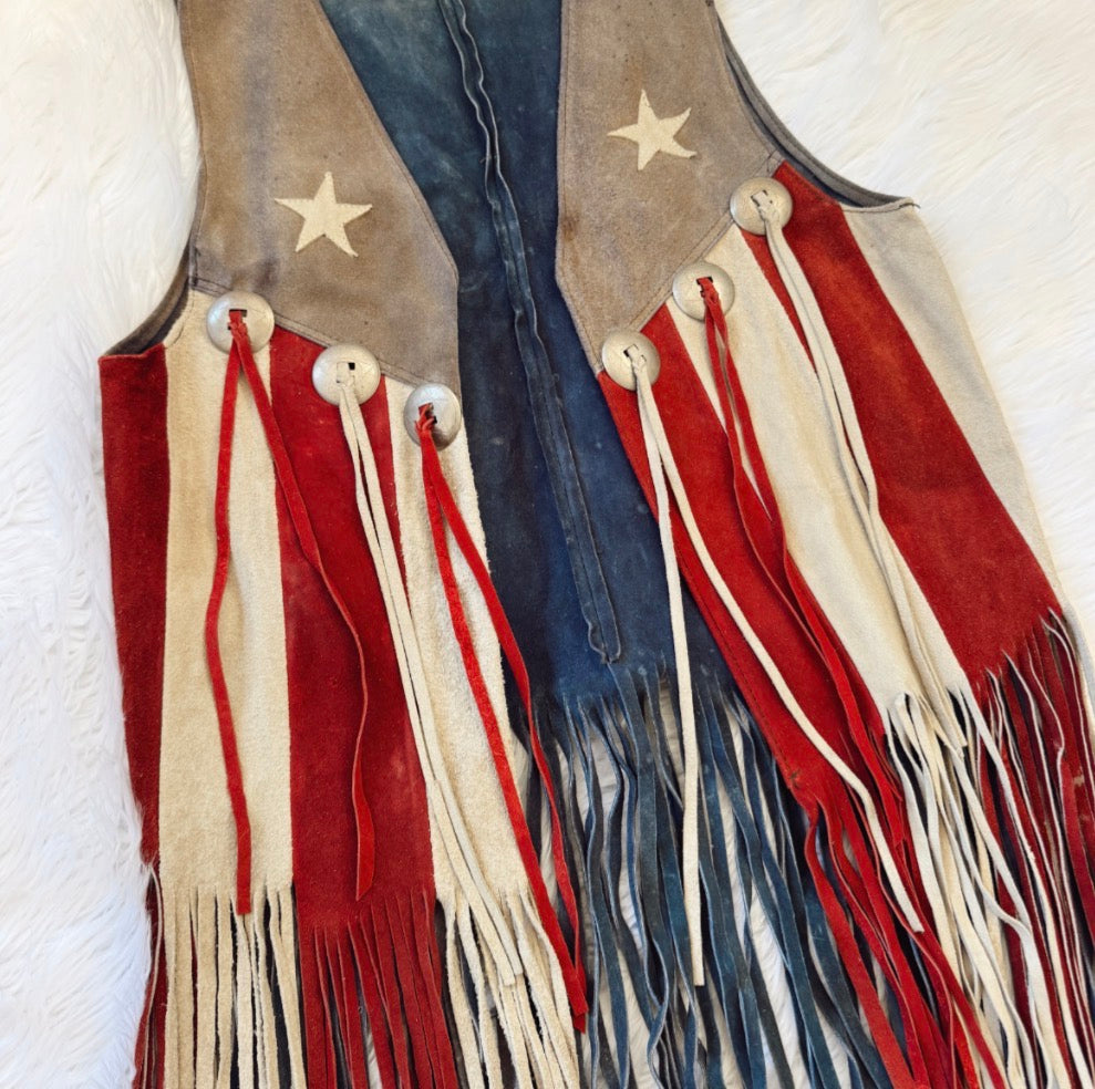 Vintage USA Suede Fringe Leather Vest