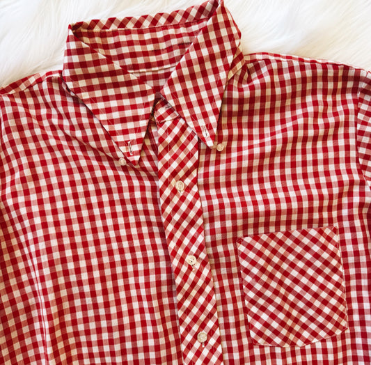 Vintage Red & White Gingham Button Up