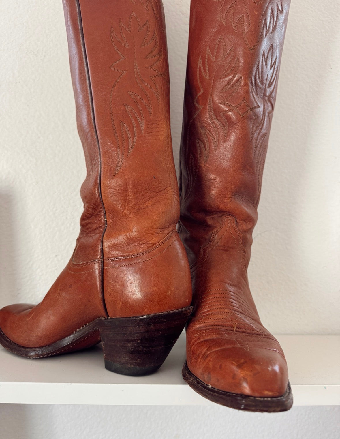 Vintage Tall Brown Cowboy Boots