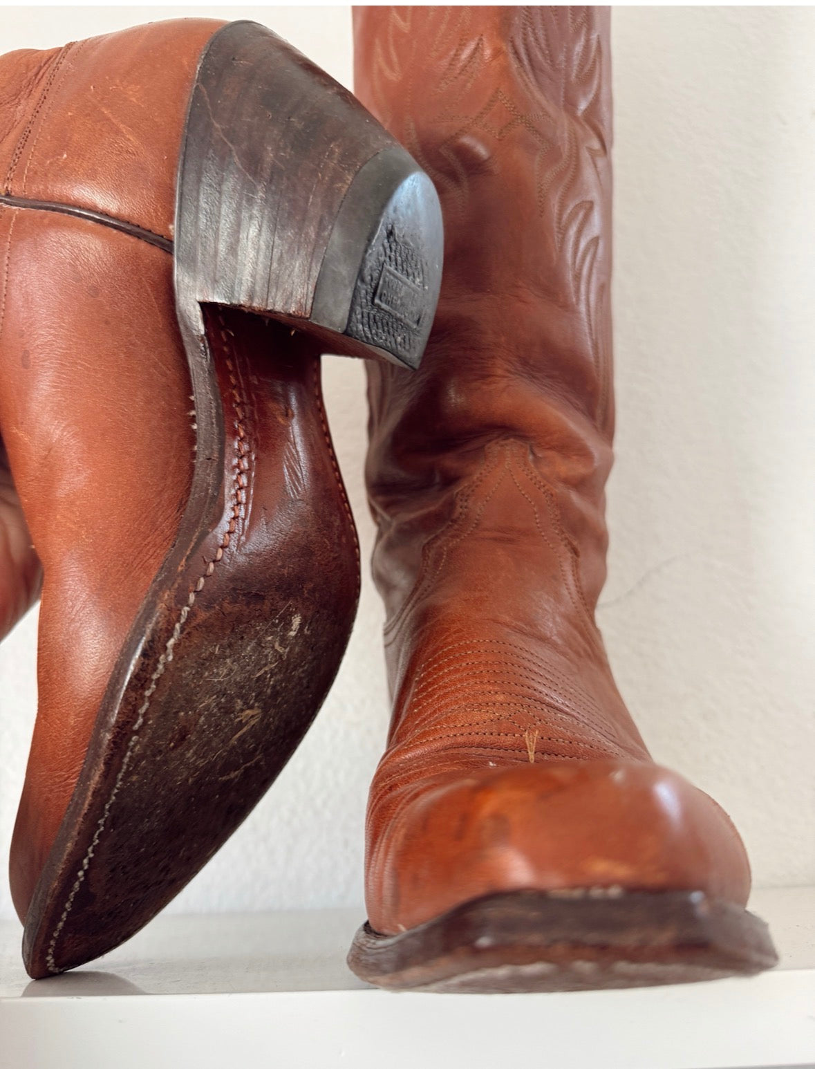 Vintage Tall Brown Cowboy Boots