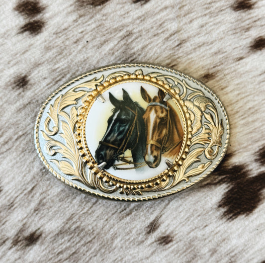 Vintage Horses Belt Buckle